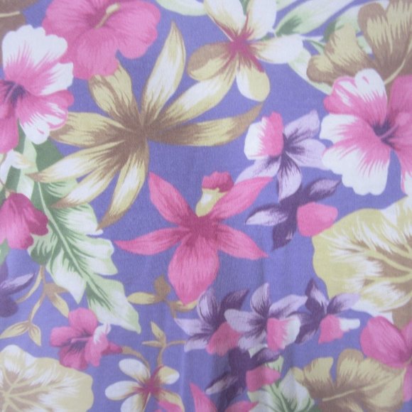 Roamans Women Polo Shirt Hawaiian print XL floral golf lavender pink vintage - Picture 9 of 11